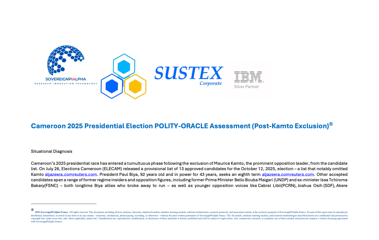 Cameroon 2025 Presidential Election POLITY-ORACLE Assessment (Post-Kamto Exclusion)